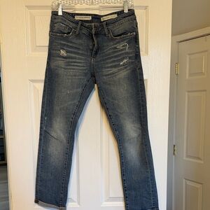 Women’s Slim Boyfriend Distressed Blue Jeans